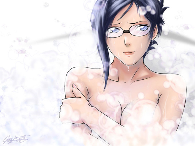 Nanao taking a shower in a hentai image